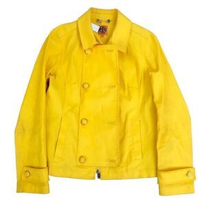 RARE Canary Yellow Tory Burch Jacket Button closure with additional hidden zip 8